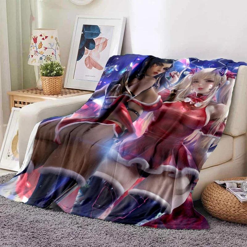Sexy Anime Girls Blanket Soft Plush Flannel Throws Blankets for Sofa Bed Couch Best Gifts All Season Light Bedroom Warm Decke