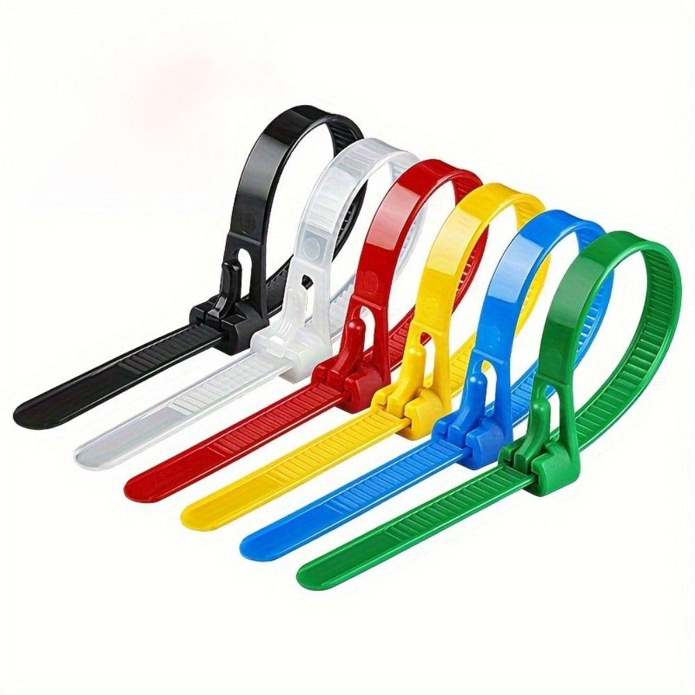 100pcs Random Colors Bundle Belt Reusable Strapping Tape Household Goods Cable Ties  Garden