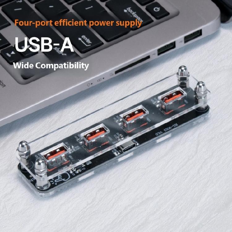Маленькая 4-портовая USB-станция для зарядки с прочной акриловой подставкой Гладкая USB-база питания Акриловая текстура для телефонов и планшетов