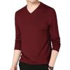 Men Fall Spring Top V Neck Long Sleeves Pure Color Slim Fit