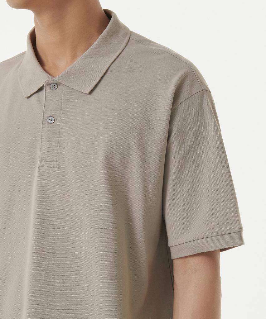 MUSINSA STANDARD [Cooltandard] Relaxed Fit Pique Polo Shirt [Grayish Beige]