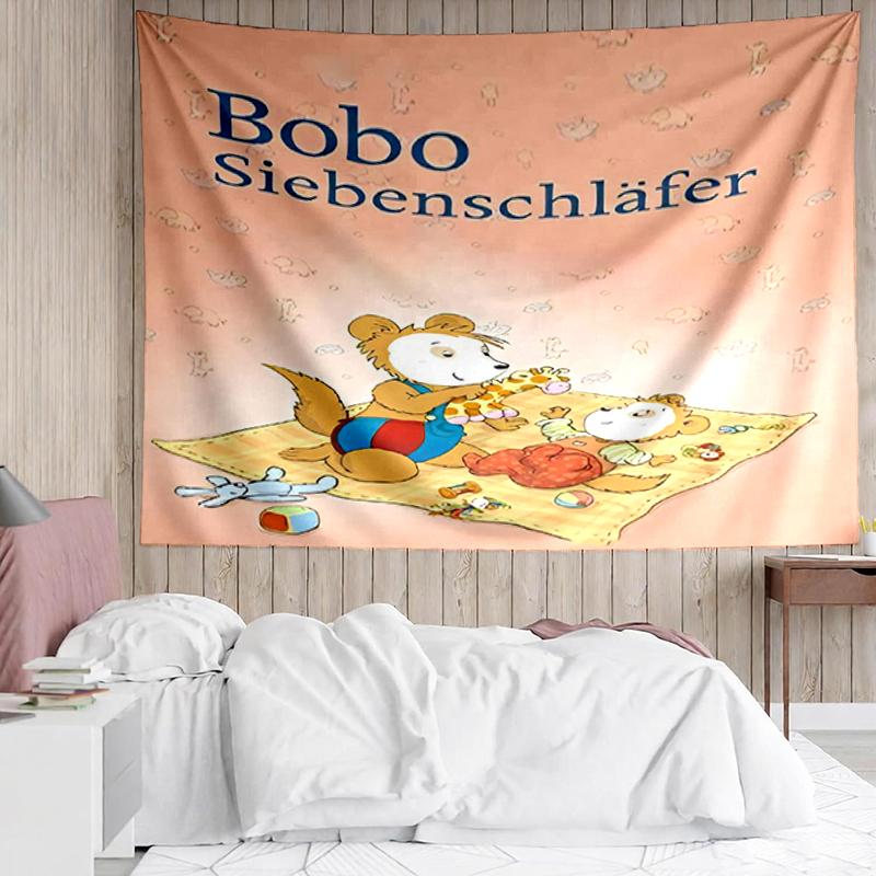 Bobo Print Tapestry, Backdrop, Easy Setup, Ideal for Bedroom, Office & Living Room, with Aesthetic Wall Hanging Decor.