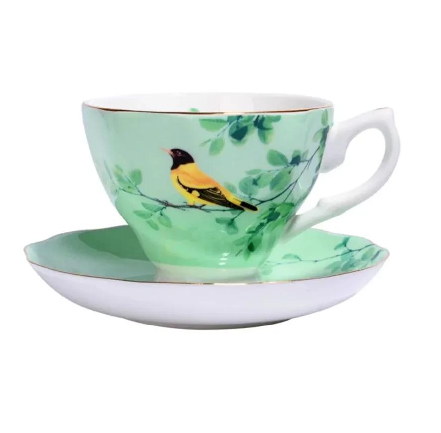 Bone China Coffee Cup Spoon Saucer Set English Afternoon Tea Cup Coffeeware 170ml Porcelain Cup and Saucer for Coffee