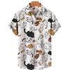 Men's Shirt 3D Black and White Cat Personalised Print Casual Fashion Daily Wear Men's Short Sleeve Shirt