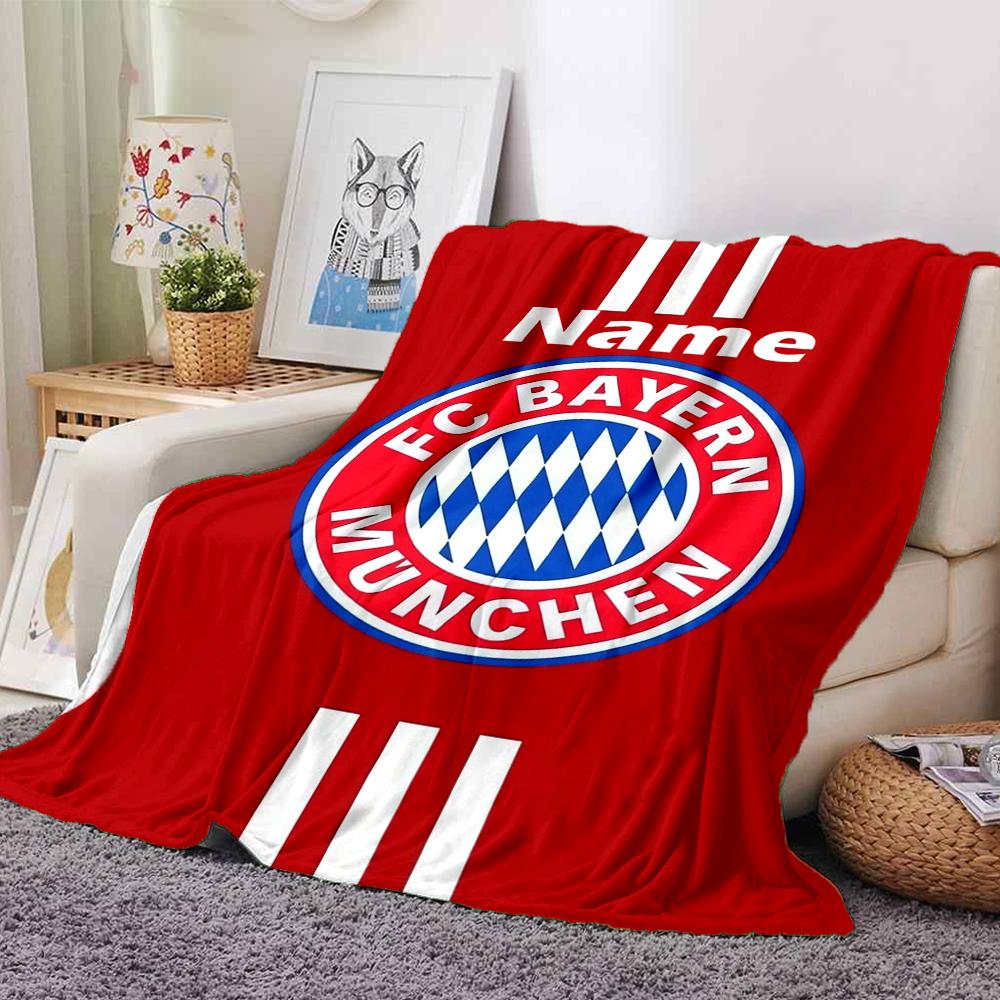 Custom Name FC Bayern München Theme Printed Blanket - Perfect for Couch, Bed, Travel & Outdoor Use | Machine Washable, Cozy & Durable.