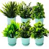 6 Packs Fake Plants Small, Mini Artificial Plants Indoor for Home Farmhouse Bathroom Shelf Décor (Light Blue, Height : 17CM)