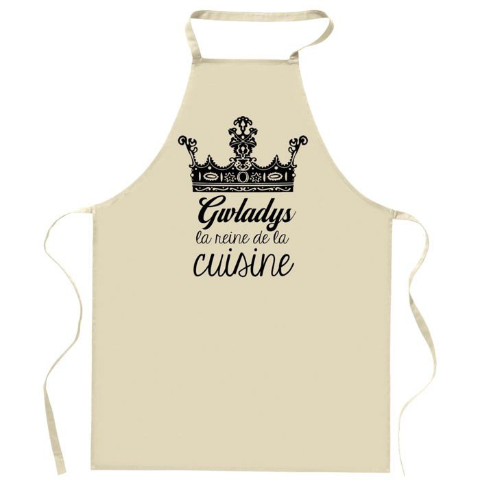 Tablier de cuisine - Gwladys Reine de la Cuisine - Impression bretonne - Coton épais résistant - Liens ajustables