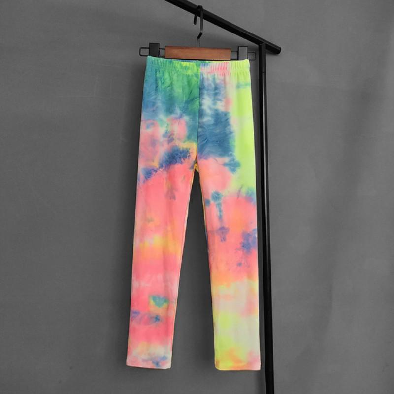 Spring Autumn Kids Pants Colorful Fluorescent Color Printing Leggings For Girls Trousers Baby Girls Soft Elastic Skinny Pants