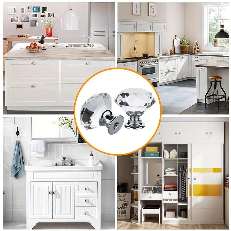 4/10 шт., 30 мм-1,18 дюйма, кристально чистое стекло, ручки для комода, серебряные ручки с бриллиантами, ручки для ящиков, ручки для кухонного шкафа, ручки для ящиков комода