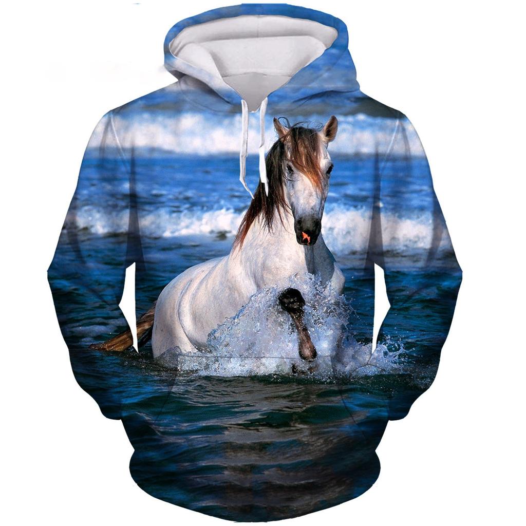 Fashion New Horse Animal 3D Print Hoodie Men Women Casual Hoodies Oversized Hoody Pullover Hooded Sweatshirts Kids Tops Clothing