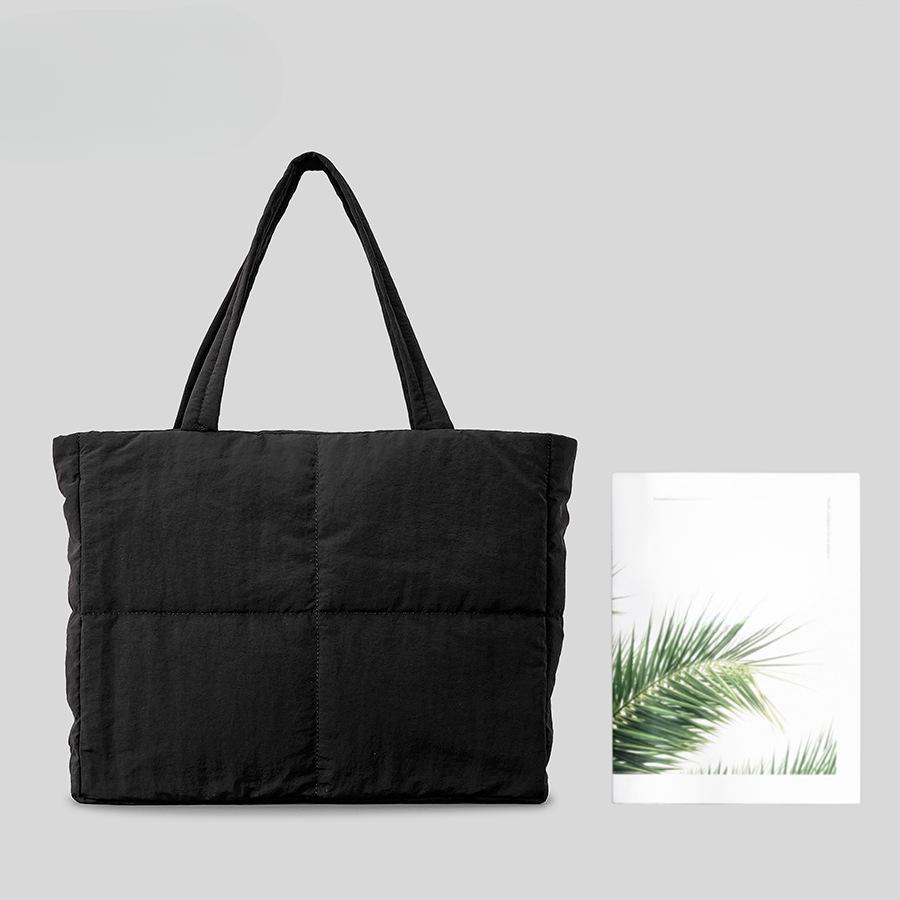 Большая вместительная сумка из нейлонового хлопка с наполнителем, женская модная простая мягкая клетчатая сумка через плечо, сумка-пуховик