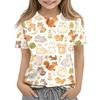 Детская повседневная футболка с коротким рукавом и животным принтом, свободного кроя, с круглым вырезом, из удобной мягкой ткани, для повседневной носки