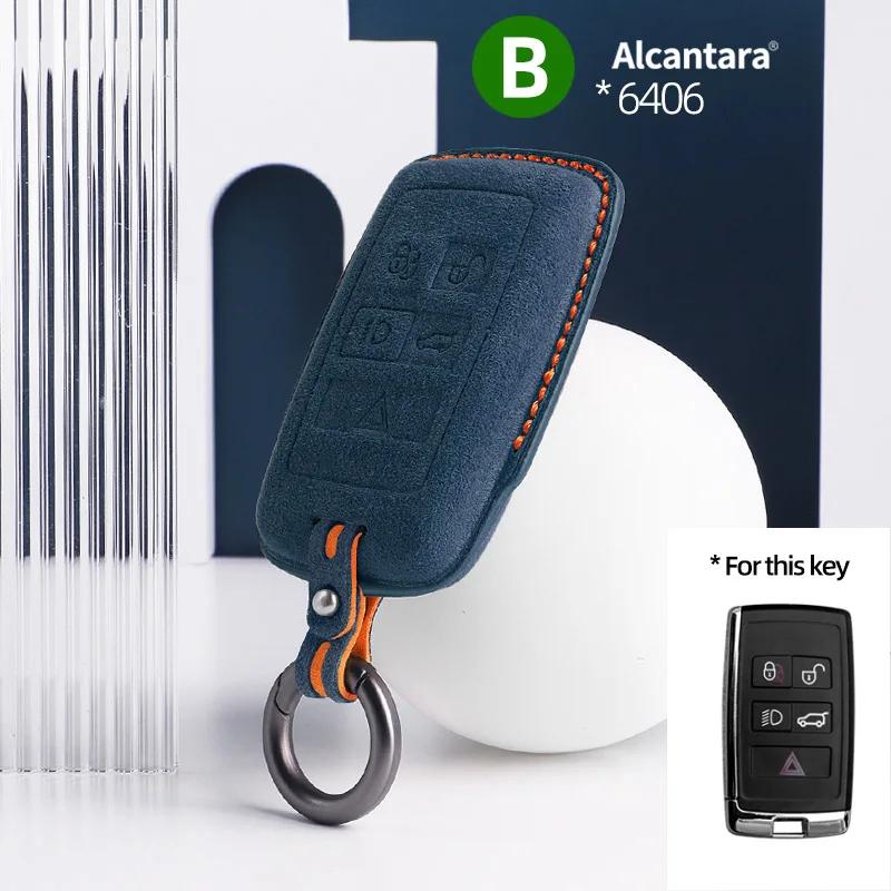 Suede Car Key Case Holder Keychain for Land Rover Range Rover Discovery 5 Sport 2018 2019 for Jaguar XEL E-PACE 2019 Accessories