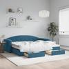 VidaXL Daybed with Trundle and Drawers Blue 90x200 Cm Velvet 3197348