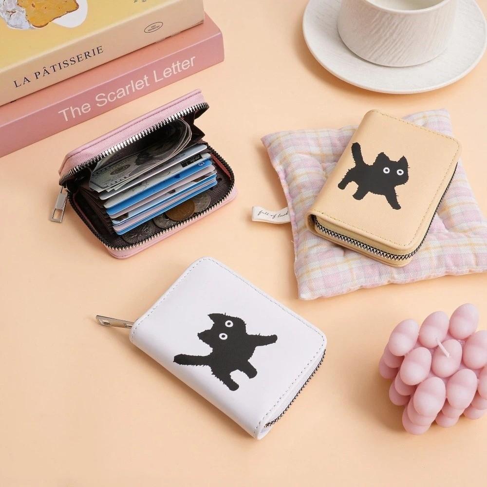 New Cat Short Wallet Large Capacity Multi Slot Coin Purse Zipper Multi Functional Money Bag