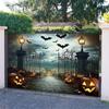 1 Halloween photography background with pumpkin and bat - terrifying ghost house scenery Halloween decoration