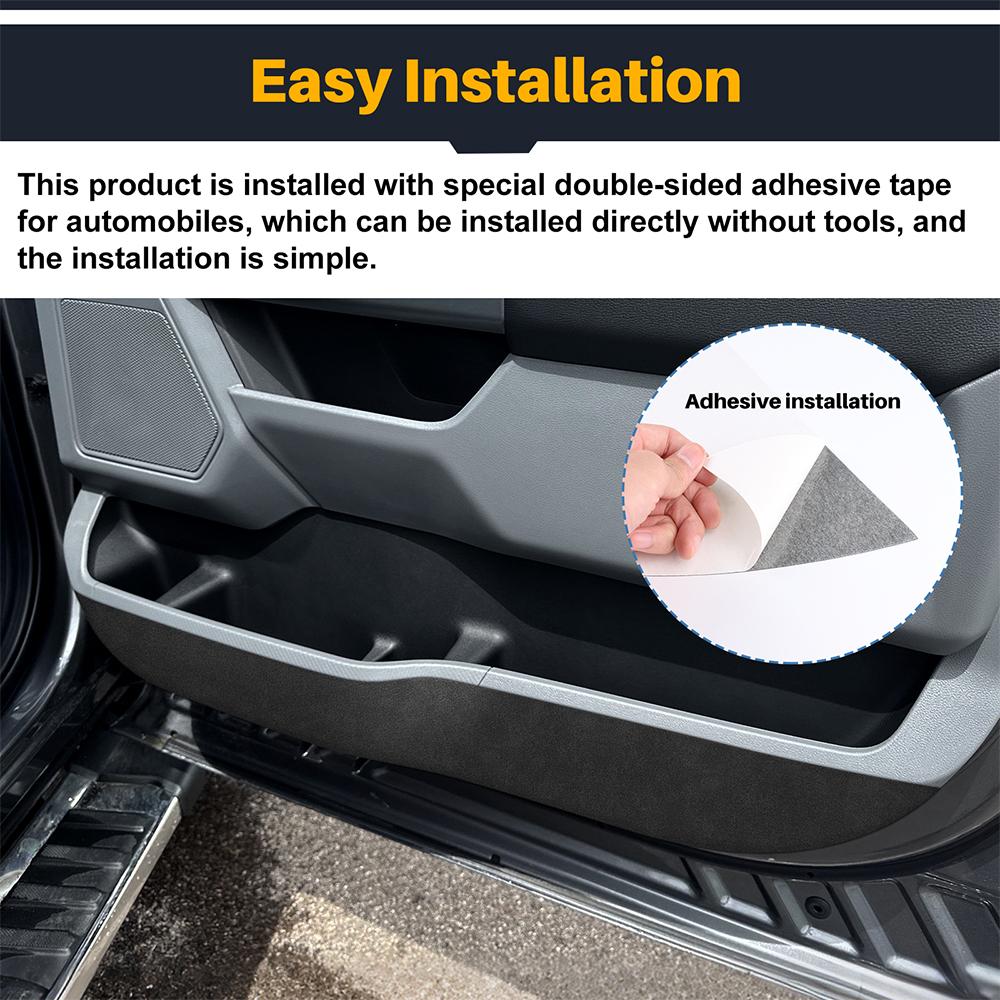 Door Anti-Kick Pad For Ford F-150 2021 2022 2023 2024 2025 LHD RHD Car Leather Carbon Mat Trim Accessories