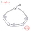 Lindon женский циркон стерлингового серебра 925 пробы ювелирные изделия геометрический браслет из бисера-цепочки модный тонкий свадебный подарок для подруги