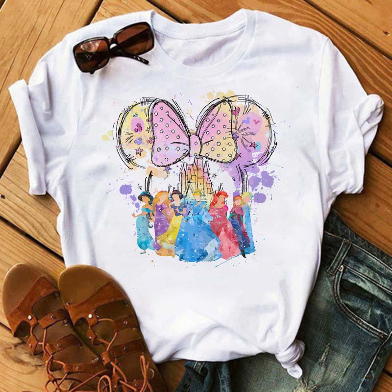 Забавные летние женские футболки с принтом диснеевских злодеев, с круглым вырезом, одежда Y2k, мультяшные графические футболки, женские топы и футболки 90-х