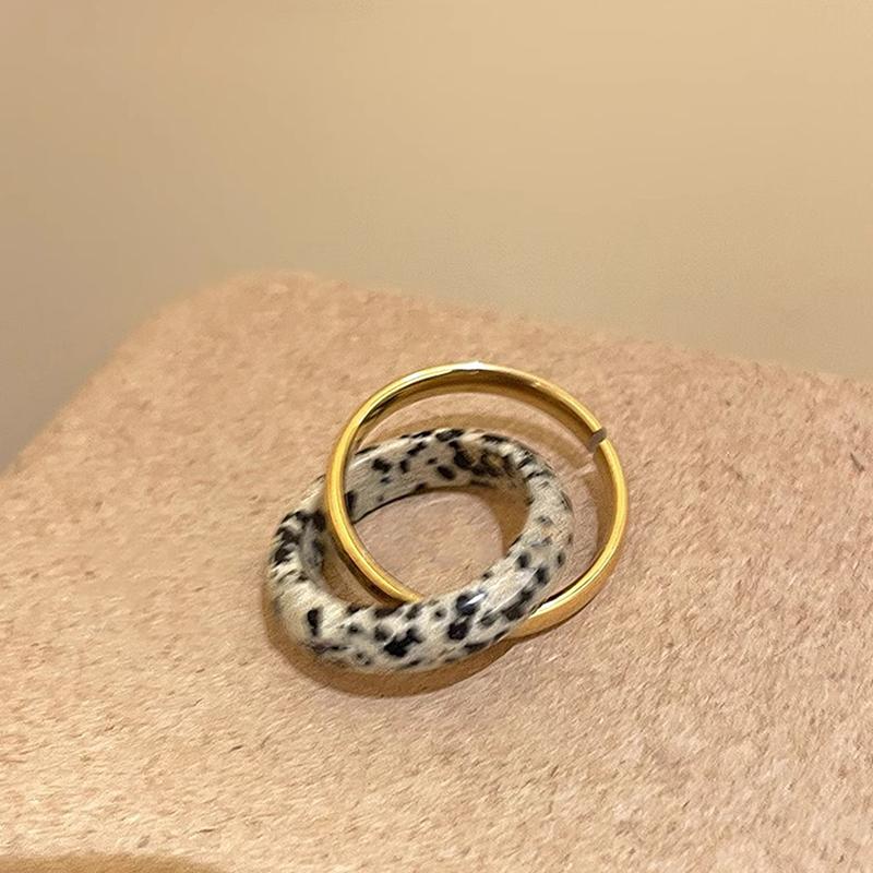 Minimalist Stacking Ring – Natural Stone Gold Plated Band Rings For Daily Layered Style