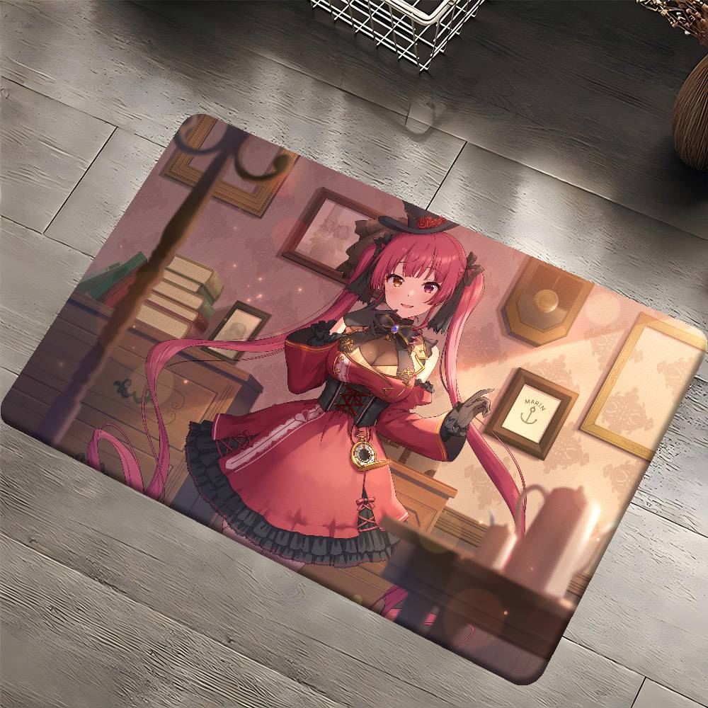 Hololive Houshou Cartoon Room Mats Anti-slip Absorb Water Long Strip Cushion Bedroon Mat Household Carpets