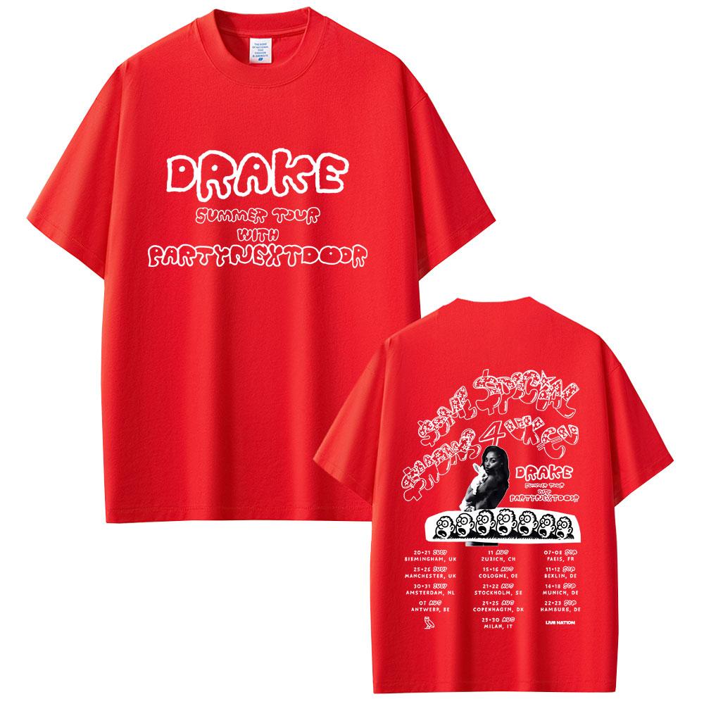 Т-shirts с принтом Rapper Drake Europe Tour with Partynextdoor 2025 SSS4U Some Sexy Songs 4 U Мужские Женские Хип-Хоп Модные Футболки