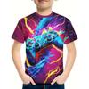 Gamepad Children's Colorful 3D Printed T-shirt, Children's Round Neck Short Sleeved T-shirt, Summer Boys' Casual Top