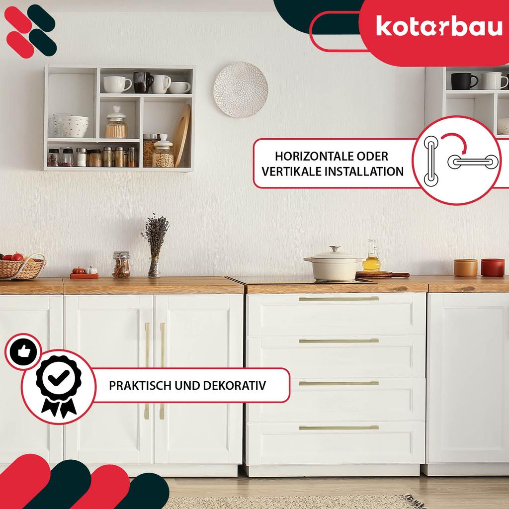KOTARBAU® Kitchen Furniture Handle Classic Modern Oblong Long Matte Gold 289 MM Spacing 256 MM Set of 2