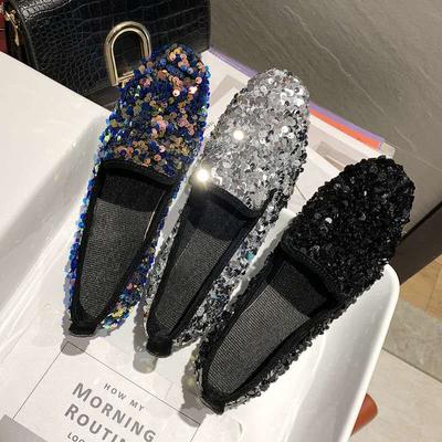 Мода 2025 Новые Плоские Женские Туфли Алмазные Лоферы Джокер Женская Обувь Повседневные Студенческие Балетки Обувь на Платформе Блестящие Zapatos De Mujer