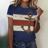 Summer Fashion Women's T-Shirt 3d Anchor Pattern Printed Casual Round Neck Short Sleeve T-Shirts & Blouse Summer For Lady