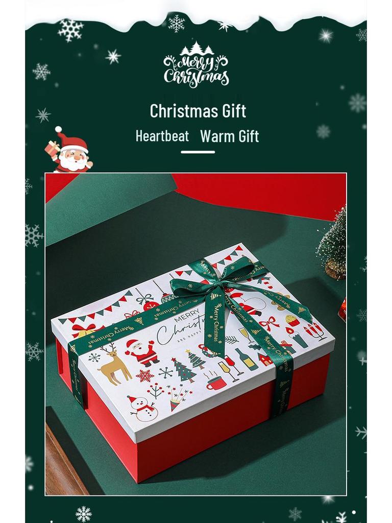 Red Santa Claus Christmas Gift Box with Lid for Scarf and Gloves