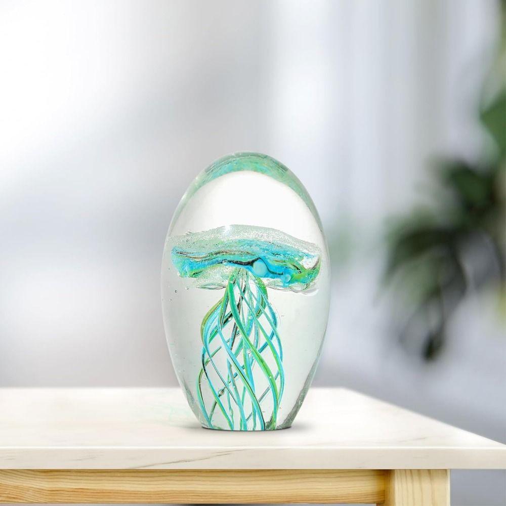 Craft Jellyfish Figurines Crystal Glass Craft Paperweight Table Ornaments Table Top Decor