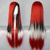 Synthetic Hair Red Black White Ombre Color Long Wig Straight Costume Lolita Wigs Red Wig Pelucas