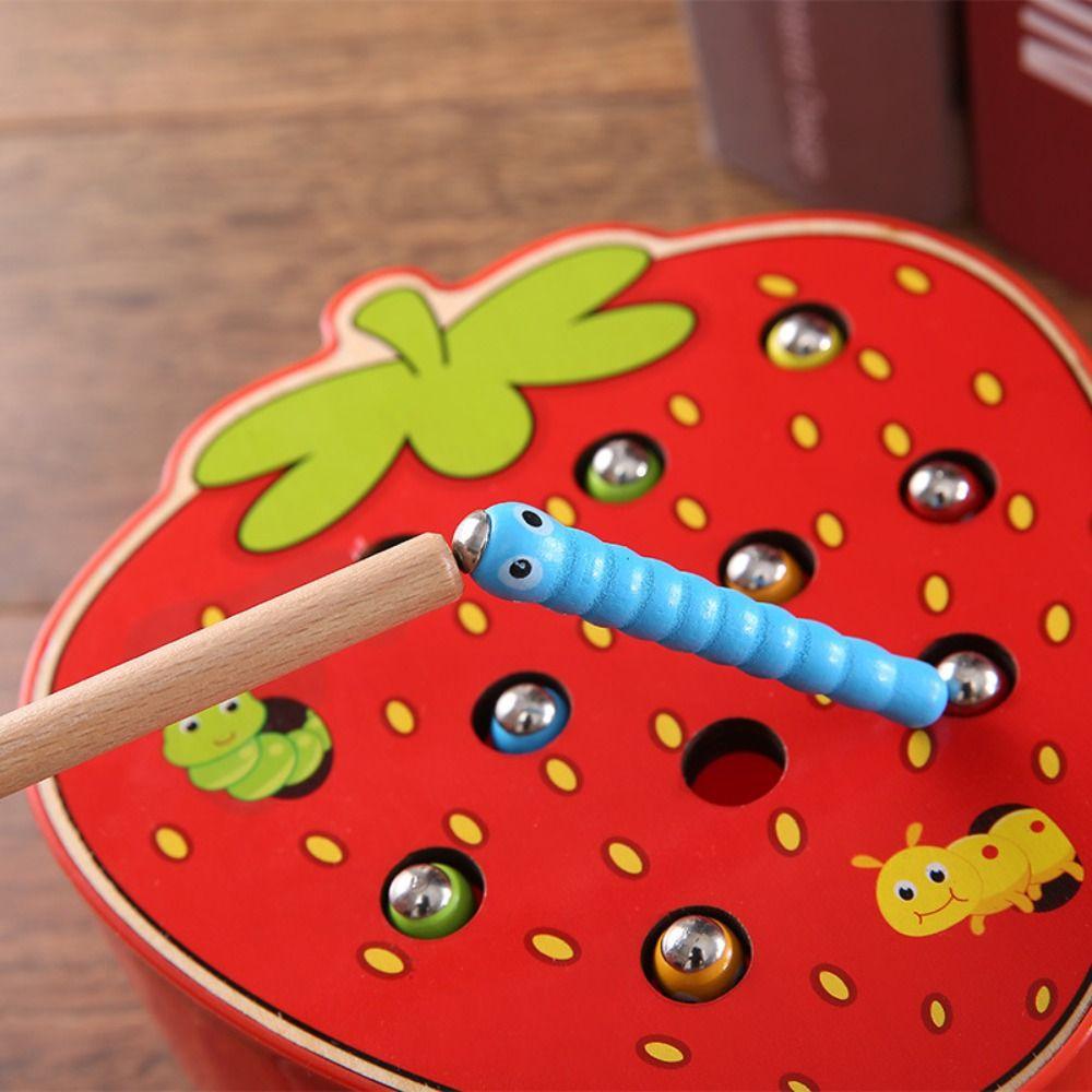 Wooden Magnetic Interactive Toys Strawberry Apple Shaped Preschool Learning Toys For Toddlers