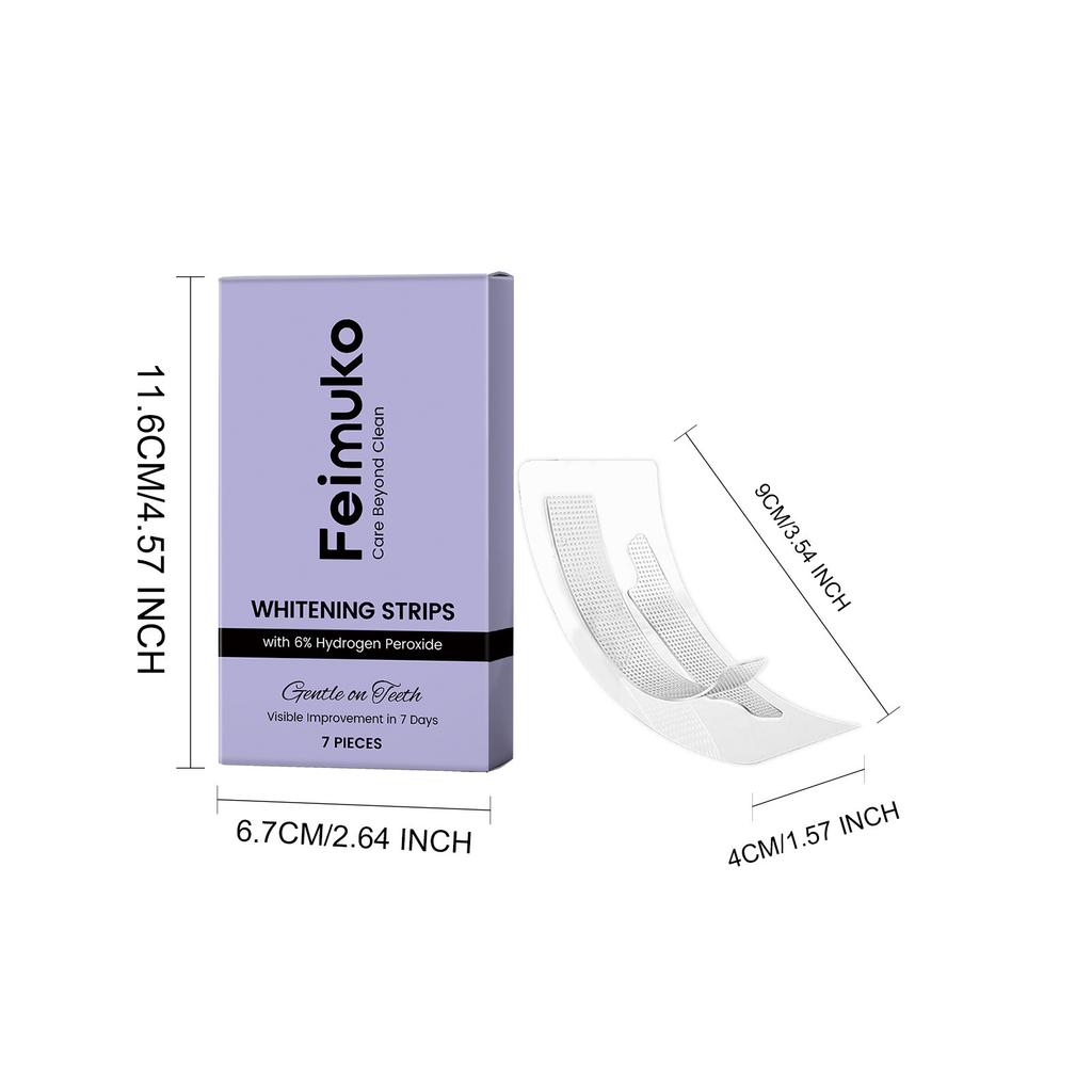 Feimuko Whitening Teeth Strips – Mint-Infused for Fresh Breath, Cleans & Protects, Invisible Fit & Portable less