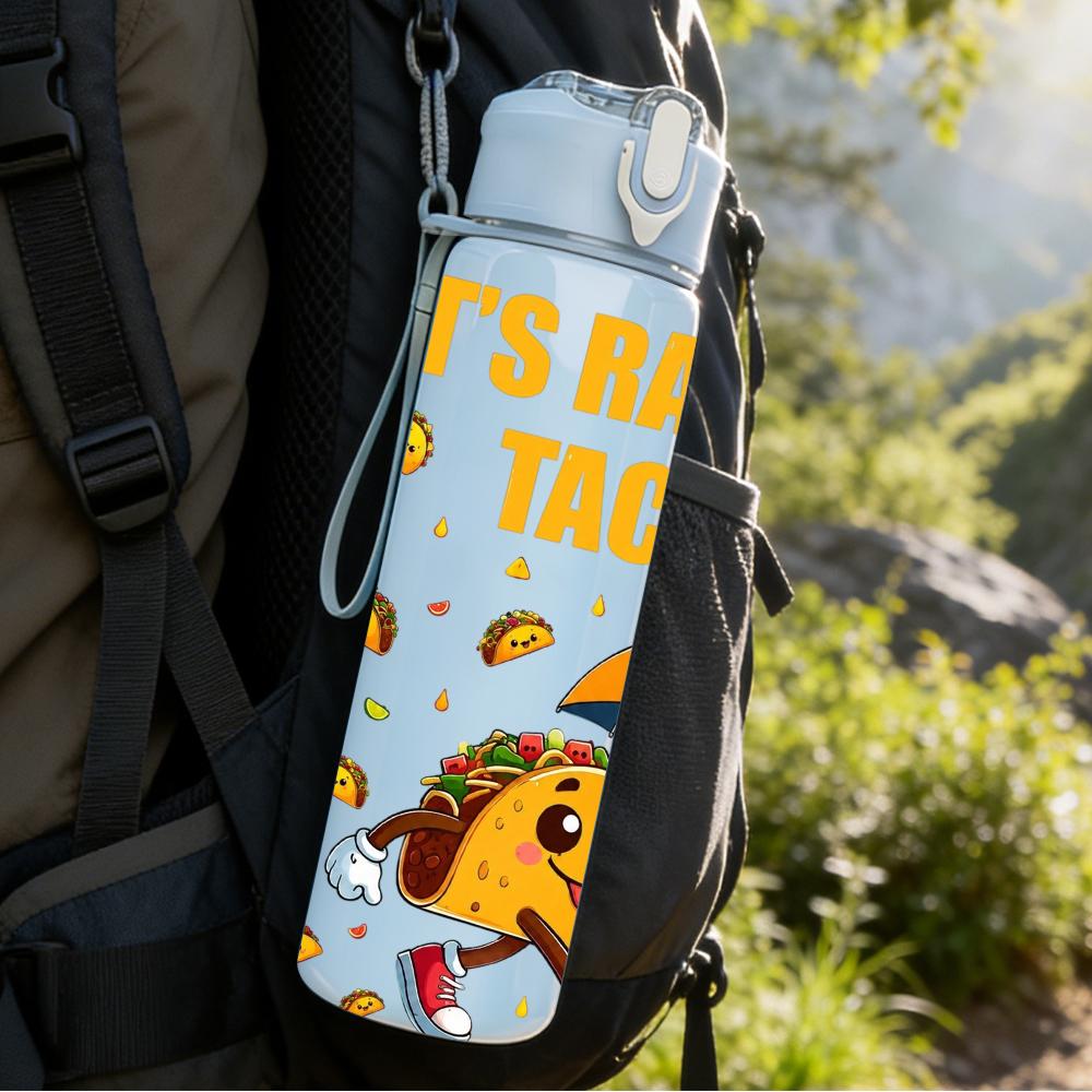 1PC It Is Raining Tacos Funny Character 750ml Color Plastic Water Bottle Leakproof Flip Straw Lid For Sports Office Home Use