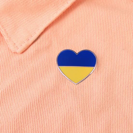 Значок в форме сердца с флагом Украины, металлическая пуговица, значок в форме сердца, брошь на лацкан, аксессуары для одежды, куртка, шляпа, сумка