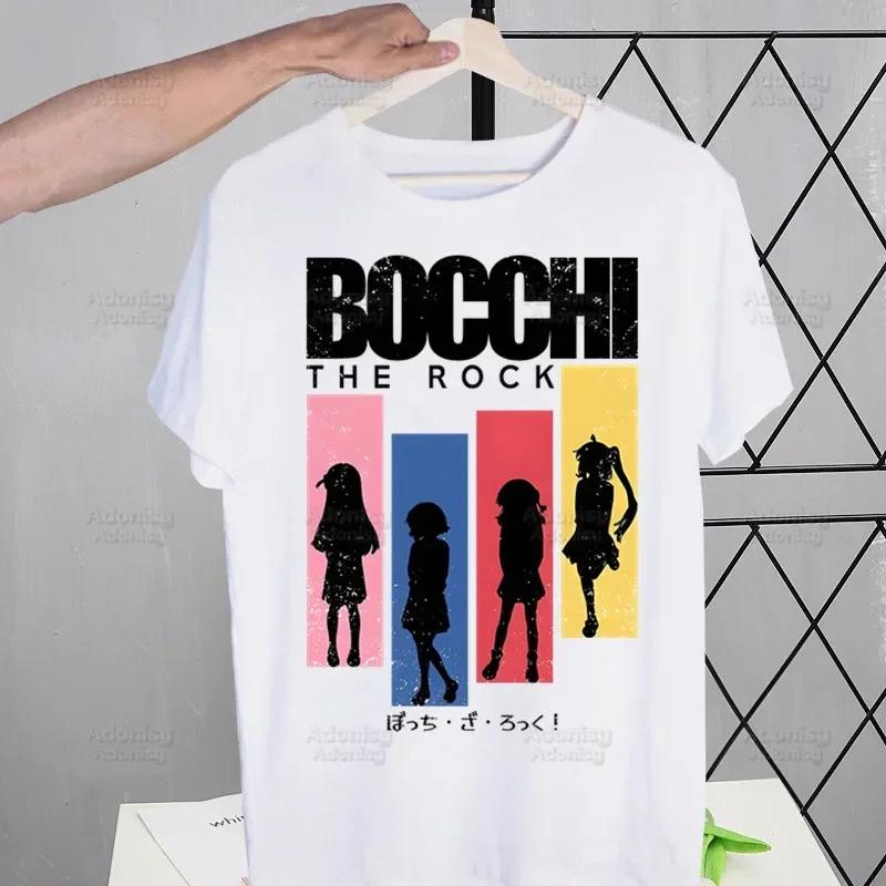 Футболки Bocchi The Rock Летние Мужские/Женские Хип-Хоп Смешной Принт Футболка Kessoku Band Футболки Hitori Gotou с Коротким Рукавом