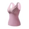 Winter Women Thermal Vest with Chest Pads Seamless Velvet Fast Temperature Lock
