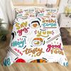 Japanese Sushi King Queen Duvet Cover Little Cat Bedding Set Novelty Cartoon Pet Animal Japan Food White Polyester Quilt Cover