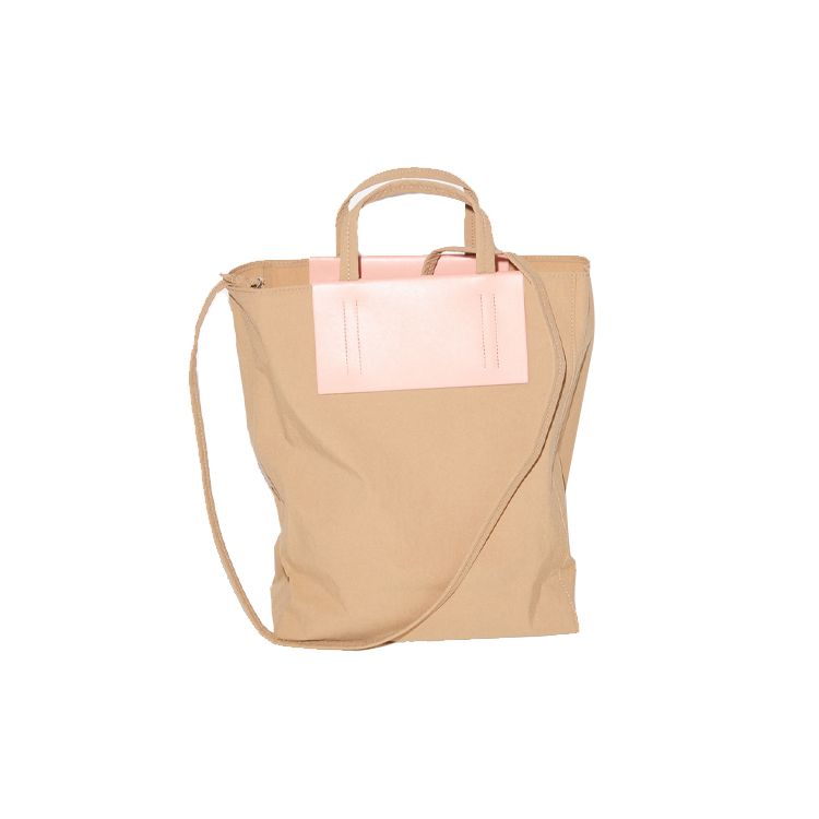 Acne Studios White Logo Print Color Block Nylon Tote Bag Unisex Tote Bags Brown Pink C10069-AEV