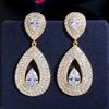 E0287 Super Flash Micro-Inlaid Zircon Water Drop Long Earrings, Needle Personalized Temperament Earrings