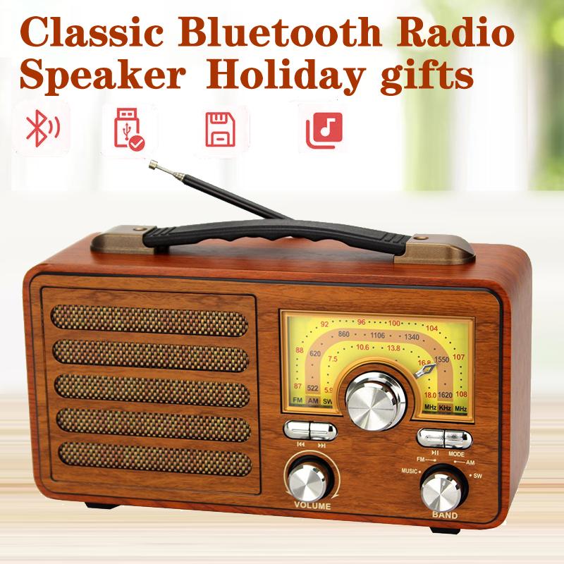 High Quality Retro FM/AM/SW/Wooden Bluetooth Radio Speaker Radio Speaker MP3 Player Gift