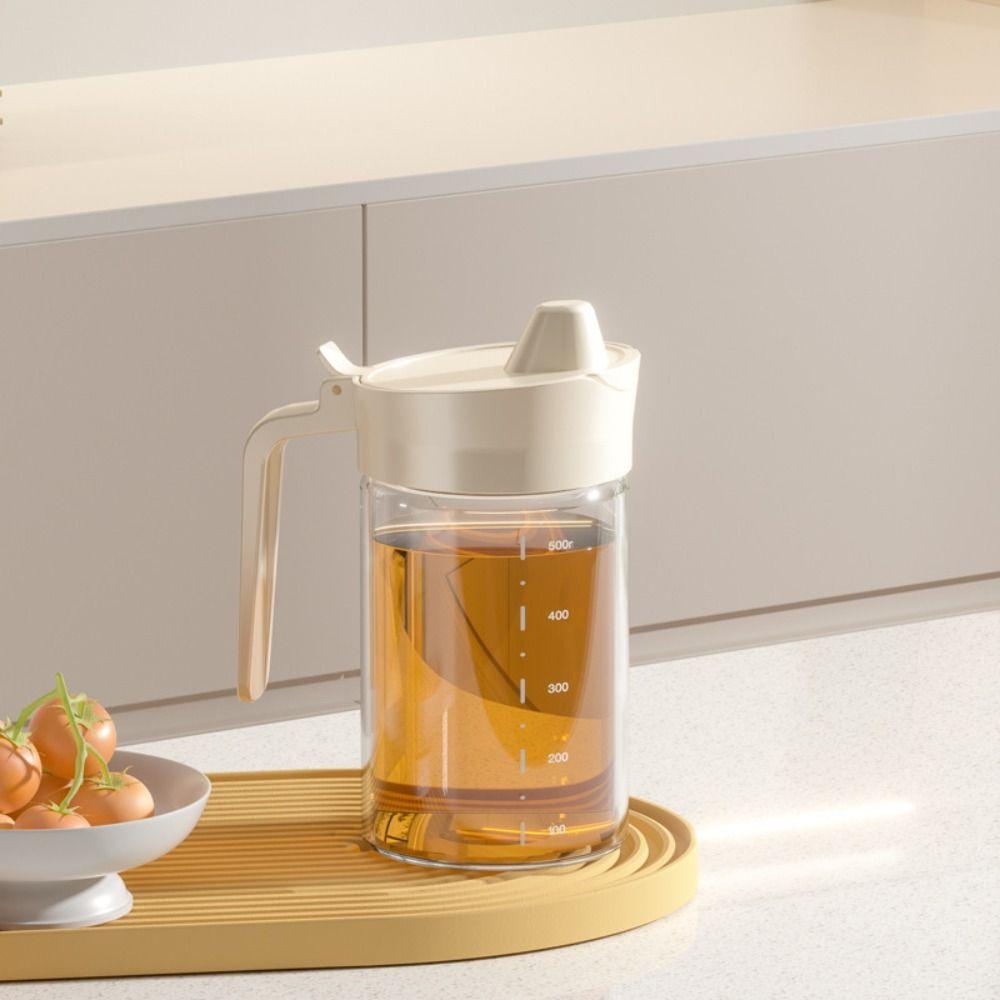 Transparent Oil Tank Curved Handle Oil Bottle Easy To Use Seasoning bottle  Kitchen