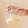 2pcs 430ml Glass Jar with Spoon Overnight Oats Cup Smoothie Cereal Breakfast Mug (Gray+Yellow)