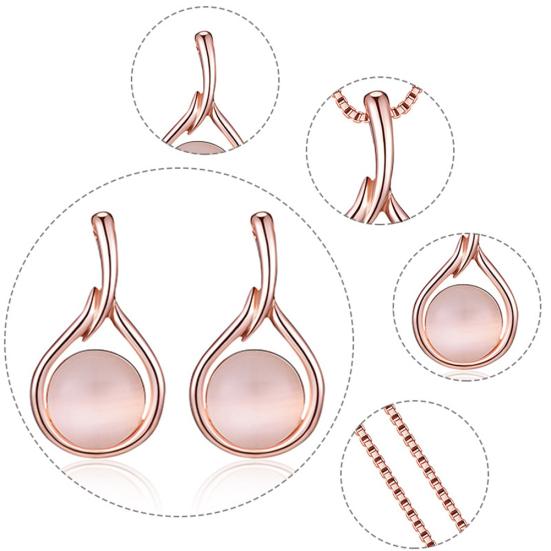 Женщины круглой формы из искусственного опала кулон ожерелье серьги-гвоздики серьги комплект ювелирных изделий подарок