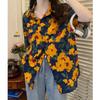 Retro Floral Short Sleeved Shirt for Women's Summer Design, Loose and Unique Chic Top