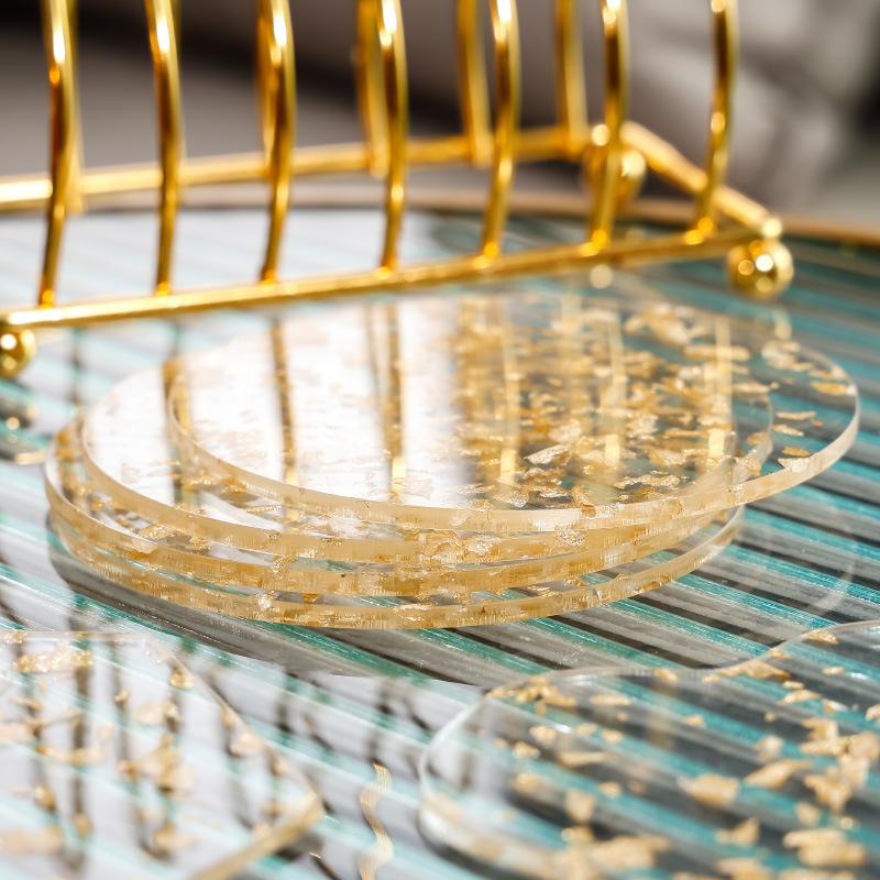 Акриловая подставка из золотой фольги, теплоизоляционный настольный коврик, противоскользящий держатель для чашки, кружка для молока, кофейная чашка, коврики для кухонного стола, декоративные