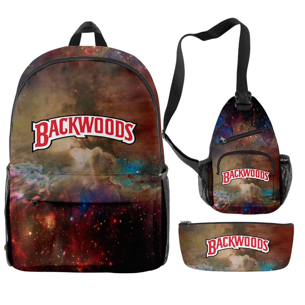 Backwoods Cigar 3D Цифровая Печать Модный Кампус Уличный Рюкзак Набор из Трех Предметов