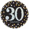 Sparkling Gold Celebration 30th Birthday Party Plates (Pack of 8)